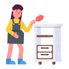 Here&rsquo;s a flat icon depicting furniture dusting 