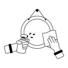 Editable glyph icon of cleaning mirror 