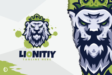 Modern Lion King logo design, Mascot & Esports Design, All elements in this template are fully editable, Vector design.