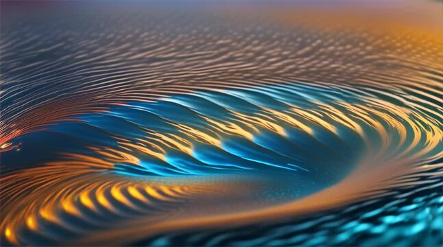 The image is of a body of water with a swirling pattern. The water appears to be a mix of blue and orange, creating a sense of movement and energy. The swirling pattern suggests a dynamic