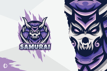Modern Samurai Skull design, Mascot & Esports Design, All elements in this template are fully editable, Vector design.