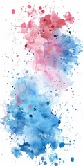 A dynamic interplay of red and blue watercolor strokes, splattered artfully on a white background, depicting artistic vibrancy.