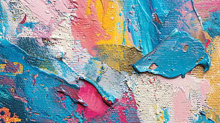 Closeup view of a textured colorful abstract painting