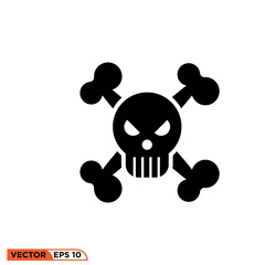 Skull icon design vector graphic of template, sign and symbol