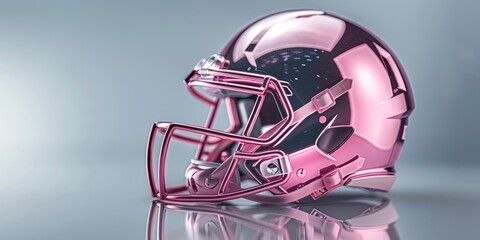 Sleek rose-tinted football helmet with a high gloss finish reflecting modern sports gear design
