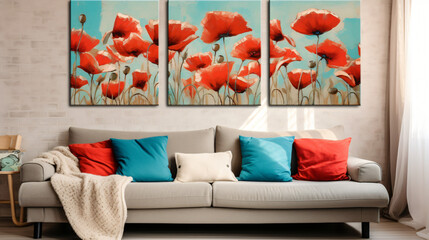 Collection of designer oil paintings.