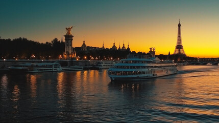 Fototapeta premium The banks of the river Seine in fancy Paris.