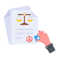 Trendy flat icon depicting peace law 