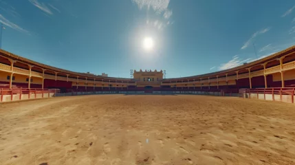 Poster Spanish bullring for traditional performance of bullfight Empty round bullfight arena in Spain. generative ai  © Malaika