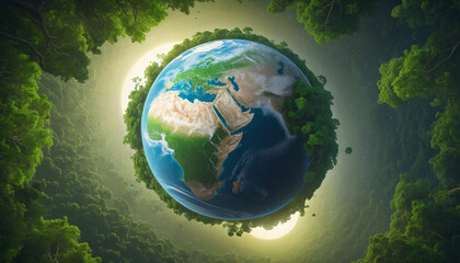 Planet Earth in a forest: Earth Day