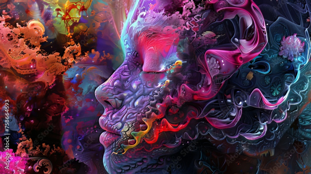 Fototapete digital artworks: abstract or experimental visuals created using computer graphics and digital art t