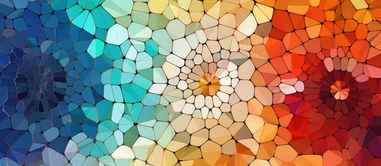 Foto op Plexiglas Seamless pattern of colorful pentagon fragments on concentric squares texture. © Vusal