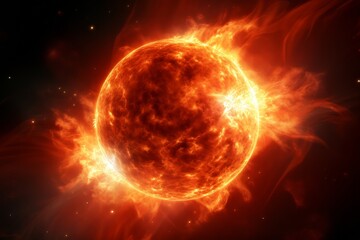 Magnificent sun solar flares illuminate the sky in a spectacular display of natures power