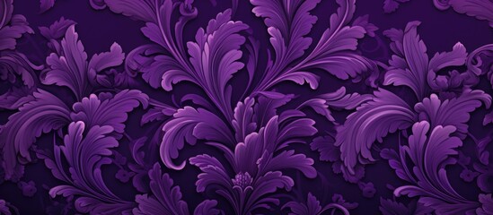 Vintage-style purple damask seamless wallpaper pattern - obrazy, fototapety, plakaty