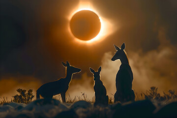 Animals viewing a Solar eclipse - obrazy, fototapety, plakaty