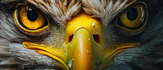 Fototapeten A close up of an eagles face with a yellow eye © Jafger