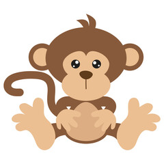 Obraz premium Cute little monkey vector cartoon illustration