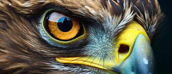 Poster A close up of an eagles face with a yellow eye © Jafger