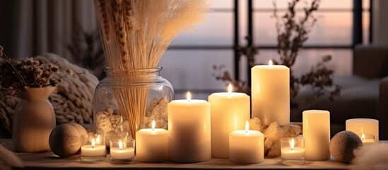 Candlelight ambiance with natural decorative elements