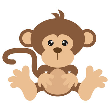 Cute little monkey vector cartoon illustration