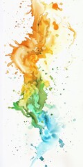 Abstract watercolor splash with yellow, green, and teal hues.