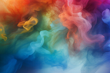 AI Generated Image. Abstract fluffy colorful pastel ink smoke cloud - 758665756