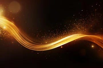 Poster AI Generated Image. Abstract luxury swirling background with golden waves and particles © Arman Zhenikeyev