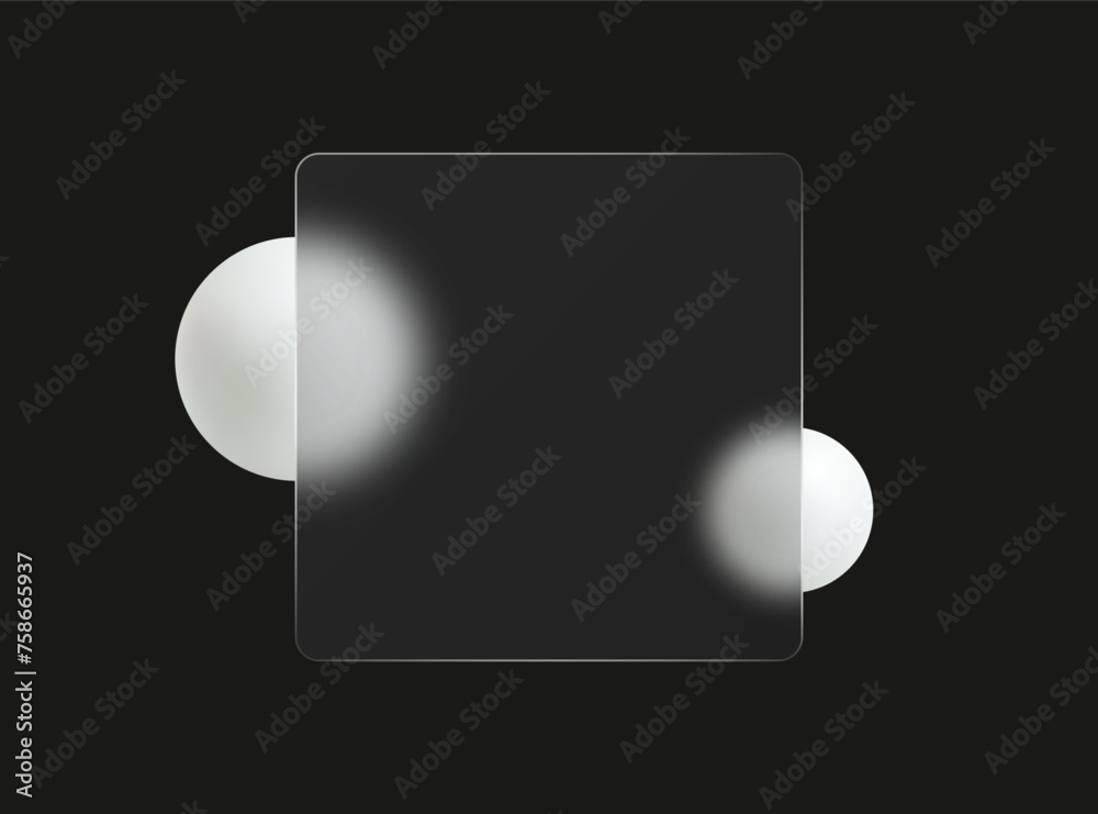 Wall mural glass morphism style. realistic glass morphism effect with floating spheres.