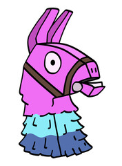 Obraz premium Llama fortnite. Alpaca doodle icon. video game vector character