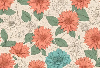 paper sheet with blooming flowers
seamless floral pattern