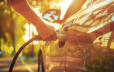 Charging electric cars,created with Generative AI tecnology.