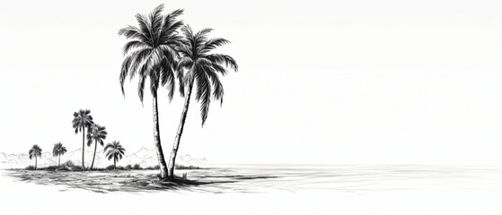 A drawing of a palm tree on a white background 