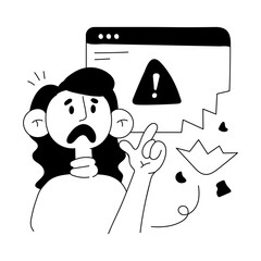 A trendy hand drawn mini illustration of website failure 