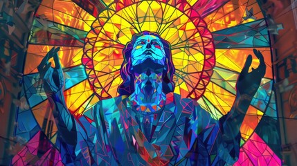 Stained Glass Artwork Representation of Jesus Christ