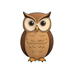 Owl Hand Drawn Cartoon Style Illustration