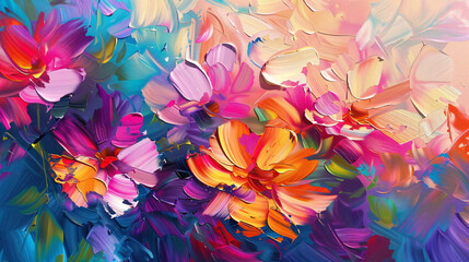 Flowers oil painting. Abstract floral design for print