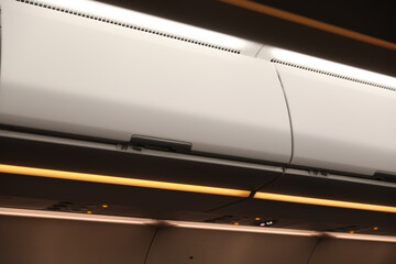 The interior of an airplane.