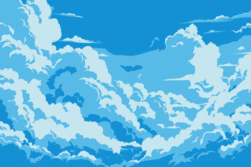 Fototapeta na wymiar Blue Sky Vector Clouds Landscape