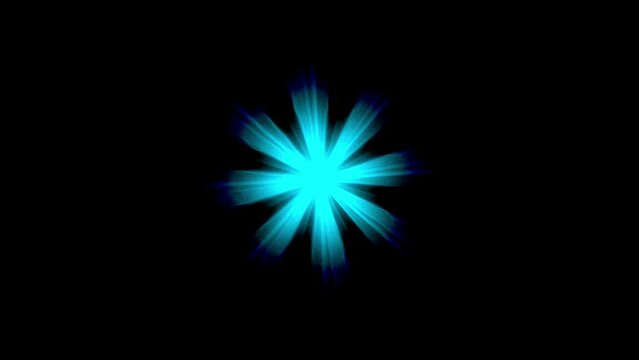Neon blue lens flare rotating on black background.. Abstract background, design element or overlay.