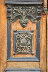 Wood carving on the antique door.