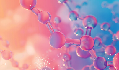 A colorful image of a molecule with acolorful  background, Generative AI 