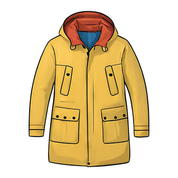 yellow raincoat with orange hood clip art preview