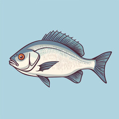 Detailed illustration of a fish outline flat vector