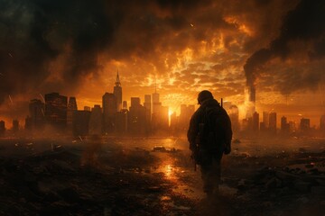 Destroyed city background