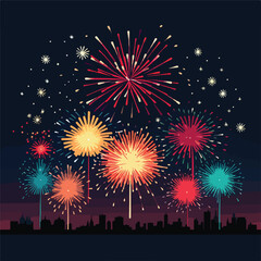 Diwali Fireworks Extravaganza - Flat vector illustration