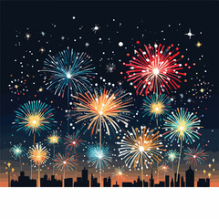Fototapeta na wymiar Diwali Fireworks Extravaganza - Flat vector illustration