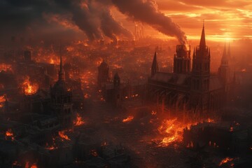 Obraz premium Destroyed city background