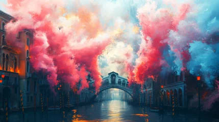 Photo sur Plexiglas Pont du Rialto Wonders of Venice on a colorful day.
