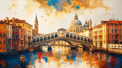 Cercles muraux Pont du Rialto Wonders of Venice on a colorful day.