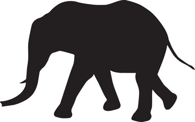 African Bush Elephant Black Silhouette Vector 